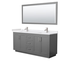 Load image into Gallery viewer, Wyndham Miranda 72 Inch Double Bathroom Vanity in Dark Gray, White Cultured Marble Countertop, Undermount Square Sinks, Brushed Nickel Trim, 70 Inch Mirror- Wyndham