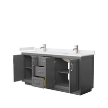 Load image into Gallery viewer, Wyndham Miranda 72 Inch Double Bathroom Vanity in Dark Gray, White Cultured Marble Countertop, Undermount Square Sinks, Brushed Nickel Trim- Wyndham
