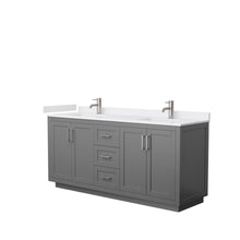 Load image into Gallery viewer, Wyndham Miranda 72 Inch Double Bathroom Vanity in Dark Gray, White Cultured Marble Countertop, Undermount Square Sinks, Brushed Nickel Trim- Wyndham