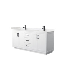 Load image into Gallery viewer, Wyndham Miranda 72 Inch Double Bathroom Vanity in White, Light-Vein Carrara Cultured Marble Countertop, Undermount Square Sinks, Matte Black Trim- Wyndham