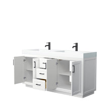 Load image into Gallery viewer, Wyndham Miranda 72 Inch Double Bathroom Vanity in White, 4 Inch Thick Matte White Solid Surface Countertop, Integrated Sinks, Matte Black Trim- Wyndham