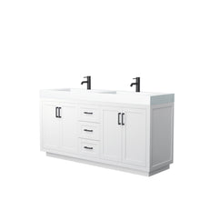 Load image into Gallery viewer, Wyndham Miranda 72 Inch Double Bathroom Vanity in White, 4 Inch Thick Matte White Solid Surface Countertop, Integrated Sinks, Matte Black Trim- Wyndham