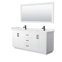 Load image into Gallery viewer, Wyndham Miranda 72 Inch Double Bathroom Vanity in White, White Cultured Marble Countertop, Undermount Square Sinks, Matte Black Trim, 70 Inch Mirror- Wyndham