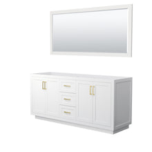 Load image into Gallery viewer, Wyndham Miranda 72 Inch Double Bathroom Vanity in White, No Countertop, No Sink, Brushed Gold Trim, 70 Inch Mirror- Wyndham
