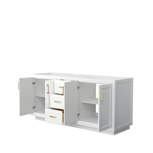 Load image into Gallery viewer, Wyndham Miranda 72 Inch Double Bathroom Vanity in White, No Countertop, No Sink, Brushed Gold Trim- Wyndham