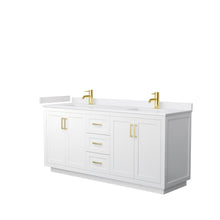 Load image into Gallery viewer, Wyndham Miranda 72 Inch Double Bathroom Vanity in White, White Cultured Marble Countertop, Undermount Square Sinks, Brushed Gold Trim- Wyndham