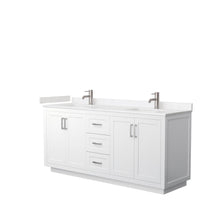 Load image into Gallery viewer, Wyndham Miranda 72 Inch Double Bathroom Vanity in White, Light-Vein Carrara Cultured Marble Countertop, Undermount Square Sinks, Brushed Nickel Trim- Wyndham