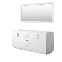 Load image into Gallery viewer, Wyndham Miranda 72 Inch Double Bathroom Vanity in White, No Countertop, No Sink, Brushed Nickel Trim, 70 Inch Mirror- Wyndham
