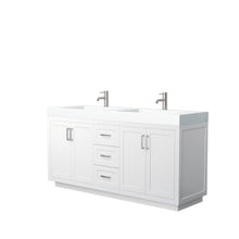 Load image into Gallery viewer, Wyndham Miranda 72 Inch Double Bathroom Vanity in White, 4 Inch Thick Matte White Solid Surface Countertop, Integrated Sinks, Brushed Nickel Trim- Wyndham