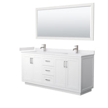 Load image into Gallery viewer, Wyndham Miranda 72 Inch Double Bathroom Vanity in White, White Cultured Marble Countertop, Undermount Square Sinks, Brushed Nickel Trim, 70 Inch Mirror- Wyndham