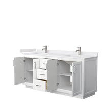 Load image into Gallery viewer, Wyndham Miranda 72 Inch Double Bathroom Vanity in White, White Cultured Marble Countertop, Undermount Square Sinks, Brushed Nickel Trim- Wyndham