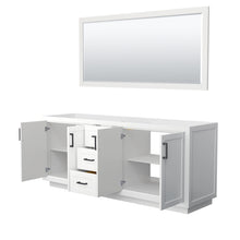 Load image into Gallery viewer, Wyndham Miranda 80 Inch Double Bathroom Vanity in White, No Countertop, No Sink, Matte Black Trim, 70 Inch Mirror- Wyndham