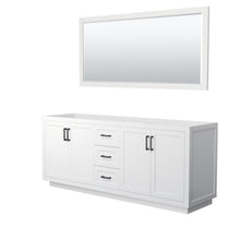 Load image into Gallery viewer, Wyndham Miranda 80 Inch Double Bathroom Vanity in White, No Countertop, No Sink, Matte Black Trim, 70 Inch Mirror- Wyndham
