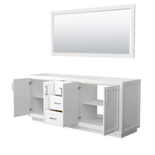 Load image into Gallery viewer, Wyndham Miranda 80 Inch Double Bathroom Vanity in White, No Countertop, No Sink, Brushed Nickel Trim, 70 Inch Mirror- Wyndham