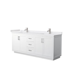 Load image into Gallery viewer, Wyndham Miranda 80 Inch Double Bathroom Vanity in White, White Cultured Marble Countertop, Undermount Square Sinks, Brushed Nickel Trim- Wyndham