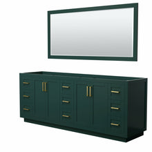 Load image into Gallery viewer, Wyndham Miranda 84 Inch Double Bathroom Vanity in Green, No Countertop, No Sink, Brushed Gold Trim, 70 Inch Mirror- Wyndham