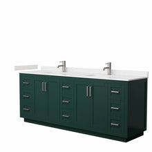 Load image into Gallery viewer, Wyndham Miranda 84 Inch Double Bathroom Vanity in Green, Light-Vein Carrara Cultured Marble Countertop, Undermount Square Sinks, Brushed Nickel Trim- Wyndham