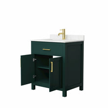 Load image into Gallery viewer, Wyndham Beckett 30 Inch Single Bathroom Vanity in Green, Carrara Cultured Marble Countertop, Undermount Square Sink, Brushed Gold Trim- Wyndham