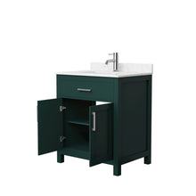 Load image into Gallery viewer, Wyndham Beckett 30 Inch Single Bathroom Vanity in Green, Carrara Cultured Marble Countertop, Undermount Square Sink, Brushed Nickel Trim- Wyndham
