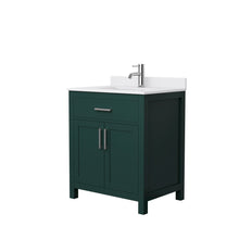 Load image into Gallery viewer, Wyndham Beckett 30 Inch Single Bathroom Vanity in Green, White Cultured Marble Countertop, Undermount Square Sink, Brushed Nickel Trim- Wyndham