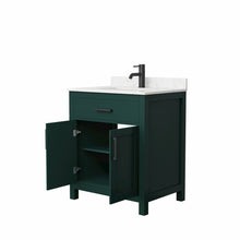 Load image into Gallery viewer, Wyndham Beckett 30 Inch Single Bathroom Vanity in Green, Carrara Cultured Marble Countertop, Undermount Square Sink, Matte Black Trim- Wyndham