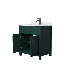 Load image into Gallery viewer, Wyndham Beckett 30 Inch Single Bathroom Vanity in Green, White Cultured Marble Countertop, Undermount Square Sink, Matte Black Trim- Wyndham
