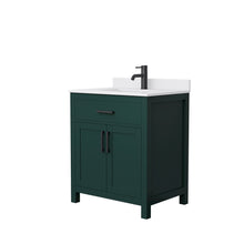 Load image into Gallery viewer, Wyndham Beckett 30 Inch Single Bathroom Vanity in Green, White Cultured Marble Countertop, Undermount Square Sink, Matte Black Trim- Wyndham