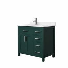 Load image into Gallery viewer, Wyndham Beckett 36 Inch Single Bathroom Vanity in Green, Carrara Cultured Marble Countertop, Undermount Square Sink, Brushed Nickel Trim- Wyndham