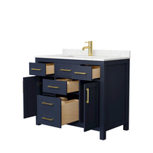 Load image into Gallery viewer, Wyndham Beckett 42 Inch Single Bathroom Vanity in Dark Blue, Carrara Cultured Marble Countertop, Undermount Square Sink, No Mirror- Wyndham