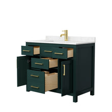 Load image into Gallery viewer, Wyndham Beckett 42 Inch Single Bathroom Vanity in Green, Carrara Cultured Marble Countertop, Undermount Square Sink, Brushed Gold Trim- Wyndham