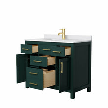 Load image into Gallery viewer, Wyndham Beckett 42 Inch Single Bathroom Vanity in Green, White Cultured Marble Countertop, Undermount Square Sink, Brushed Gold Trim- Wyndham