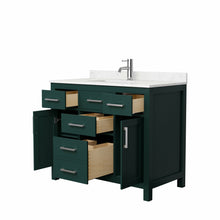 Load image into Gallery viewer, Wyndham Beckett 42 Inch Single Bathroom Vanity in Green, Carrara Cultured Marble Countertop, Undermount Square Sink, Brushed Nickel Trim- Wyndham