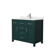 Load image into Gallery viewer, Wyndham Beckett 42 Inch Single Bathroom Vanity in Green, Carrara Cultured Marble Countertop, Undermount Square Sink, Brushed Nickel Trim- Wyndham