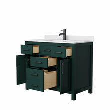 Load image into Gallery viewer, Wyndham Beckett 42 Inch Single Bathroom Vanity in Green, White Cultured Marble Countertop, Undermount Square Sink, Matte Black Trim- Wyndham