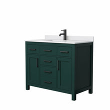 Load image into Gallery viewer, Wyndham Beckett 42 Inch Single Bathroom Vanity in Green, White Cultured Marble Countertop, Undermount Square Sink, Matte Black Trim- Wyndham