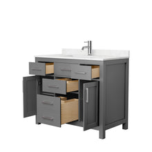 Load image into Gallery viewer, Wyndham Beckett 42 Inch Single Bathroom Vanity in Dark Gray, Carrara Cultured Marble Countertop, Undermount Square Sink, No Mirror- Wyndham
