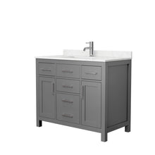 Load image into Gallery viewer, Wyndham Beckett 42 Inch Single Bathroom Vanity in Dark Gray, Carrara Cultured Marble Countertop, Undermount Square Sink, No Mirror- Wyndham