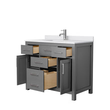 Load image into Gallery viewer, Wyndham Beckett 42 Inch Single Bathroom Vanity in Dark Gray, White Cultured Marble Countertop, Undermount Square Sink, No Mirror- Wyndham