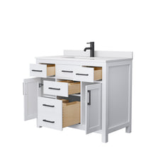 Load image into Gallery viewer, Wyndham Beckett 42 Inch Single Bathroom Vanity in White, White Cultured Marble Countertop, Undermount Square Sink, Matte Black Trim- Wyndham