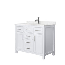 Load image into Gallery viewer, Wyndham Beckett 42 Inch Single Bathroom Vanity in White, Carrara Cultured Marble Countertop, Undermount Square Sink, No Mirror- Wyndham