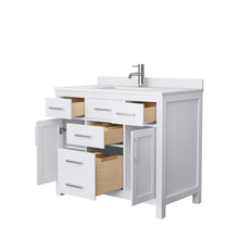 Load image into Gallery viewer, Wyndham Beckett 42 Inch Single Bathroom Vanity in White, White Cultured Marble Countertop, Undermount Square Sink, No Mirror- Wyndham