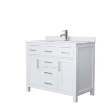 Load image into Gallery viewer, Wyndham Beckett 42 Inch Single Bathroom Vanity in White, White Cultured Marble Countertop, Undermount Square Sink, No Mirror- Wyndham
