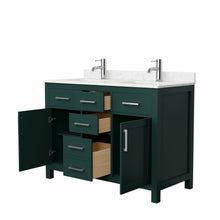 Load image into Gallery viewer, Wyndham Beckett 48 Inch Double Bathroom Vanity in Green, Carrara Cultured Marble Countertop, Undermount Square Sinks, Brushed Nickel Trim- Wyndham