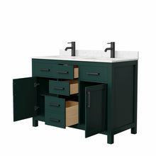 Load image into Gallery viewer, Wyndham Beckett 48 Inch Double Bathroom Vanity in Green, Carrara Cultured Marble Countertop, Undermount Square Sinks, Matte Black Trim- Wyndham