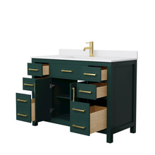Load image into Gallery viewer, Wyndham Beckett 48 Inch Single Bathroom Vanity in Green, White Cultured Marble Countertop, Undermount Square Sink, Brushed Gold Trim- Wyndham
