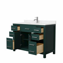 Load image into Gallery viewer, Wyndham Beckett 48 Inch Single Bathroom Vanity in Green, Carrara Cultured Marble Countertop, Undermount Square Sink, Brushed Nickel Trim- Wyndham