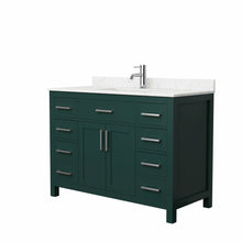 Load image into Gallery viewer, Wyndham Beckett 48 Inch Single Bathroom Vanity in Green, Carrara Cultured Marble Countertop, Undermount Square Sink, Brushed Nickel Trim- Wyndham