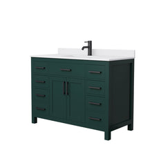 Load image into Gallery viewer, Wyndham Beckett 48 Inch Single Bathroom Vanity in Green, White Cultured Marble Countertop, Undermount Square Sink, Matte Black Trim- Wyndham