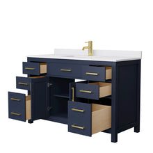 Load image into Gallery viewer, Wyndham Beckett 54 Inch Single Bathroom Vanity in Dark Blue, White Cultured Marble Countertop, Undermount Square Sink, No Mirror- Wyndham