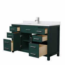 Load image into Gallery viewer, Wyndham Beckett 54 Inch Single Bathroom Vanity in Green, White Cultured Marble Countertop, Undermount Square Sink, Brushed Nickel Trim- Wyndham